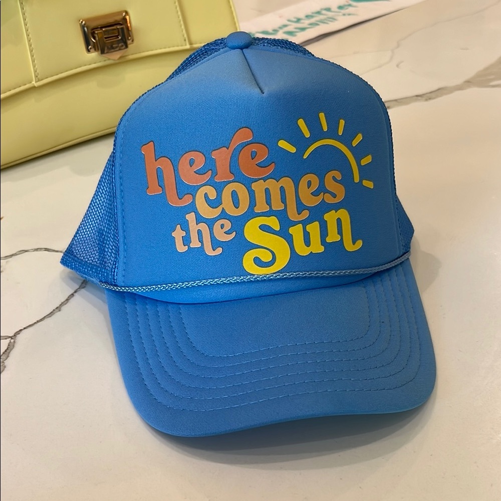 Blue "Here Comes The Sun" Mesh Trucker Hat